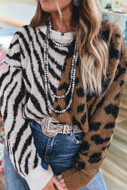 Wild Zebra Leopard Print Sweater