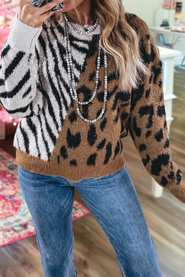 Wild Zebra Leopard Print Sweater