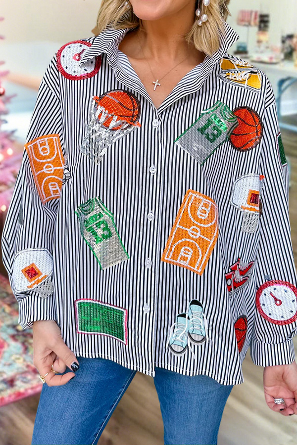 Cute Basketball Striped Shirt
