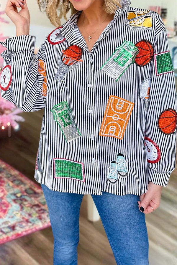 Cute Basketball Striped Shirt