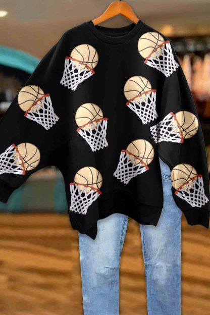 Shiny Basketball Batwing Sleeve Sweatshirt