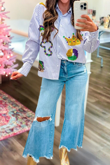 Mardi Gras Striped Crown Cake Shirt