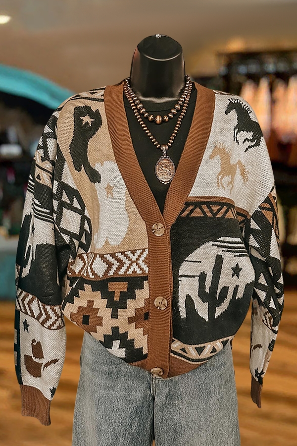 Retro Western Desert Aztec Cardigan