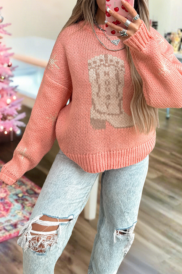 Western Boot Pattern Sweater