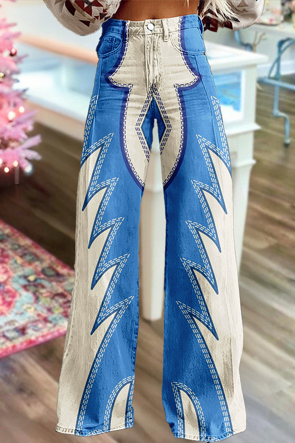Western Boots Stitched Wide-Leg Pants