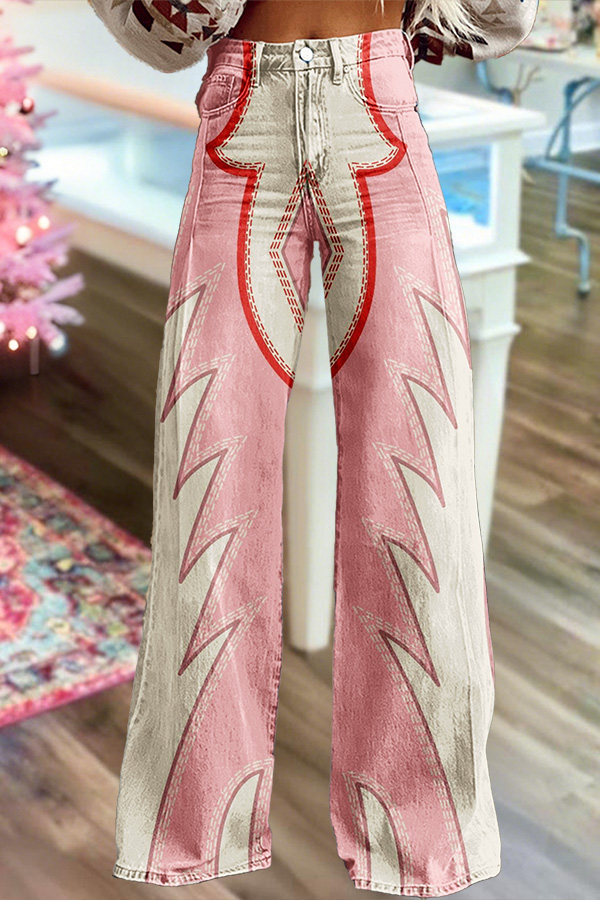 Western Boots Stitched Wide-Leg Pants