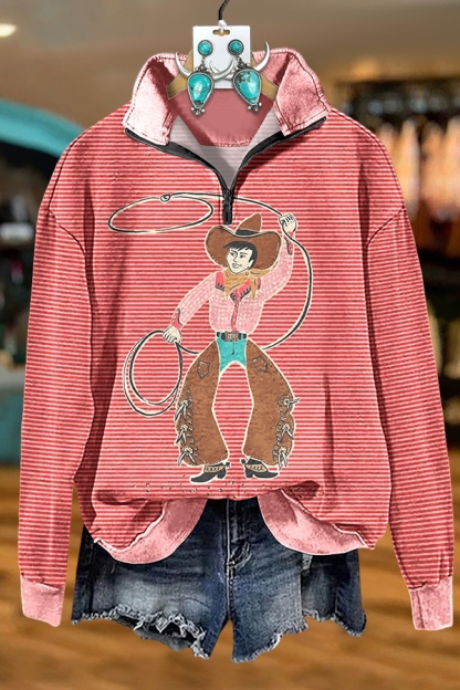 Striped Cowboy Zip-Up Sweatshirt
