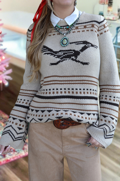 Western Striped Roadrunner Sweater