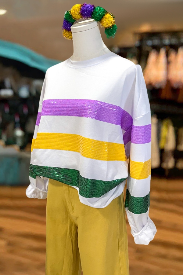 Mardi Gras Striped Sweatshirt