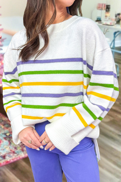 Mardi Gras Striped Sweater
