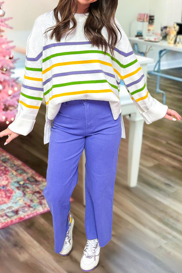 Mardi Gras Striped Sweater