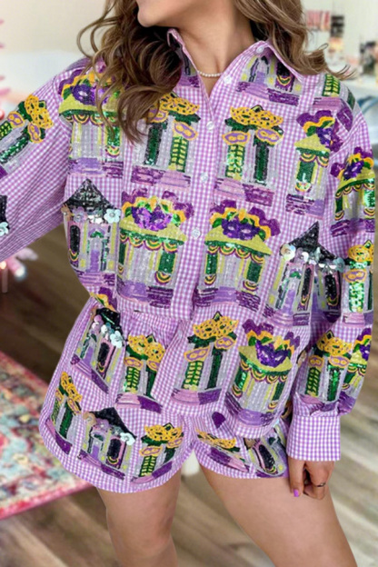 Mardi Gras Porch Plaid Shirt
