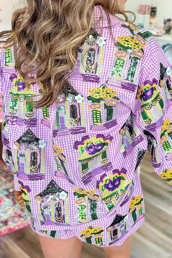 Mardi Gras Porch Plaid Shirt