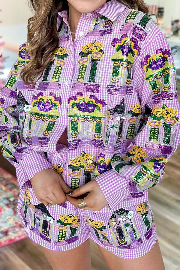 Mardi Gras Porch Plaid Shirt