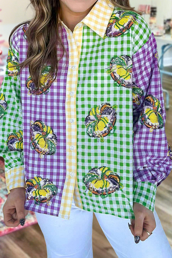 Mardi Gras Plaid King Cake Shirt