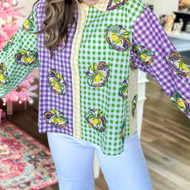 Mardi Gras Plaid King Cake Shirt