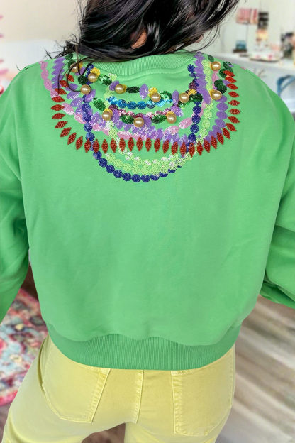 Queen Card Beaded Mardi Gras Sweatshirt