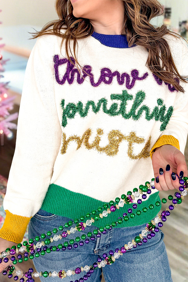 Mardi Gras Throw Me Something Mister Sweater