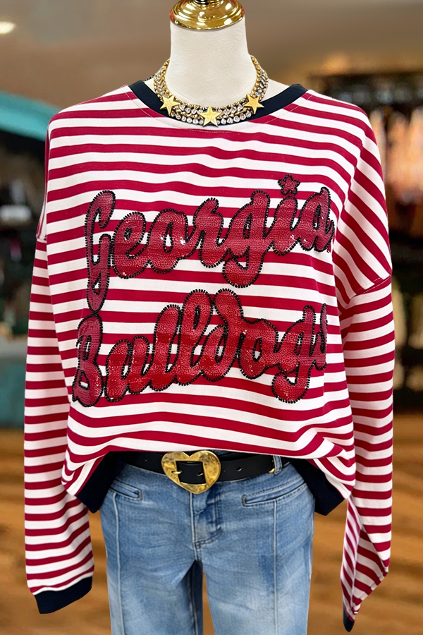 Game Day Red And Black Striped Sweatshirt