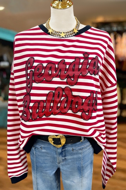 Game Day Red And Black Striped Sweatshirt