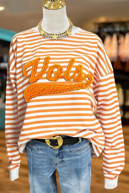 Game Day Orange Striped Sweatshirt