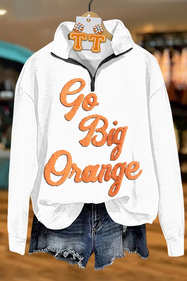 Game Day Orange Zip-Up Sweatshirt