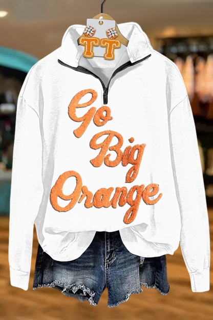 Game Day Orange Zip-Up Sweatshirt