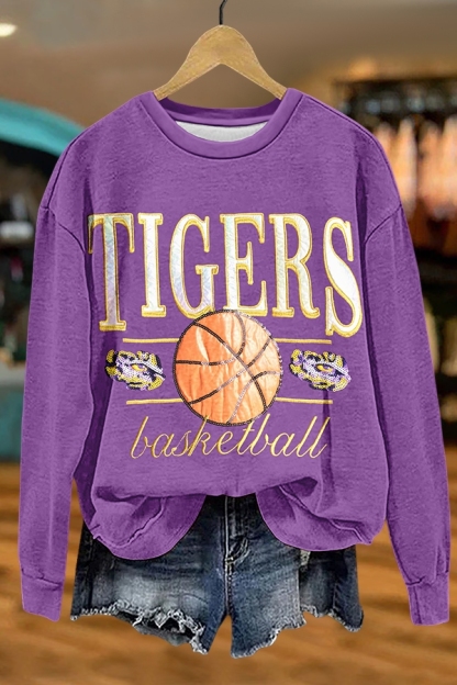 Game Day Basketball Purple Tigers Sweatshirt