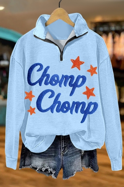 Game Day Blue And Orange Star Zip-Up Sweatshirt