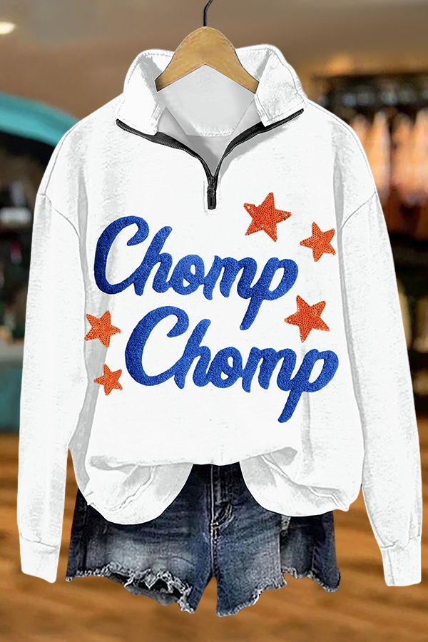 Game Day Blue And Orange Star Zip-Up Sweatshirt