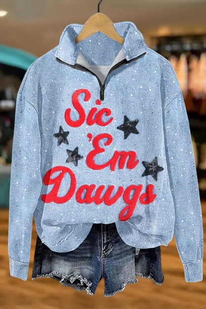 Game Day Red And Black Star Zip-Up Sweatshirt