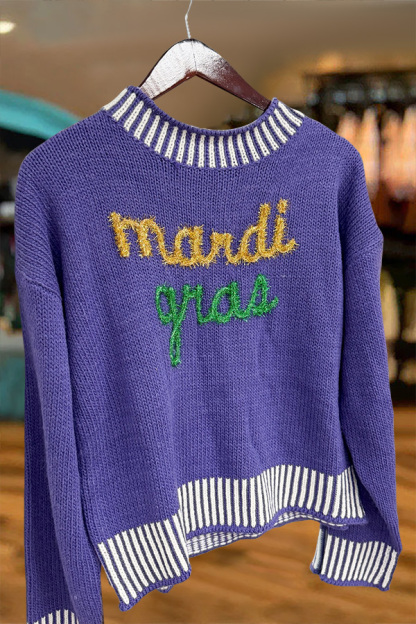 Mardi Gras Striped Sweater