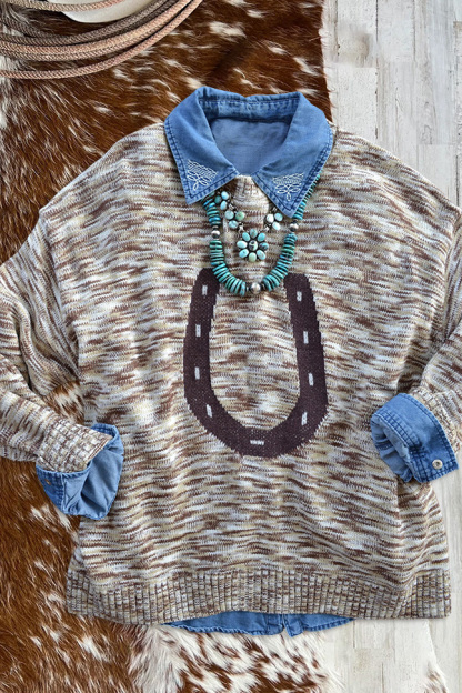 Western Cowgirl Horseshoe Sweater