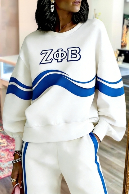Zeta Phi Beta Sorority Wavy Stripe Sweatshirt