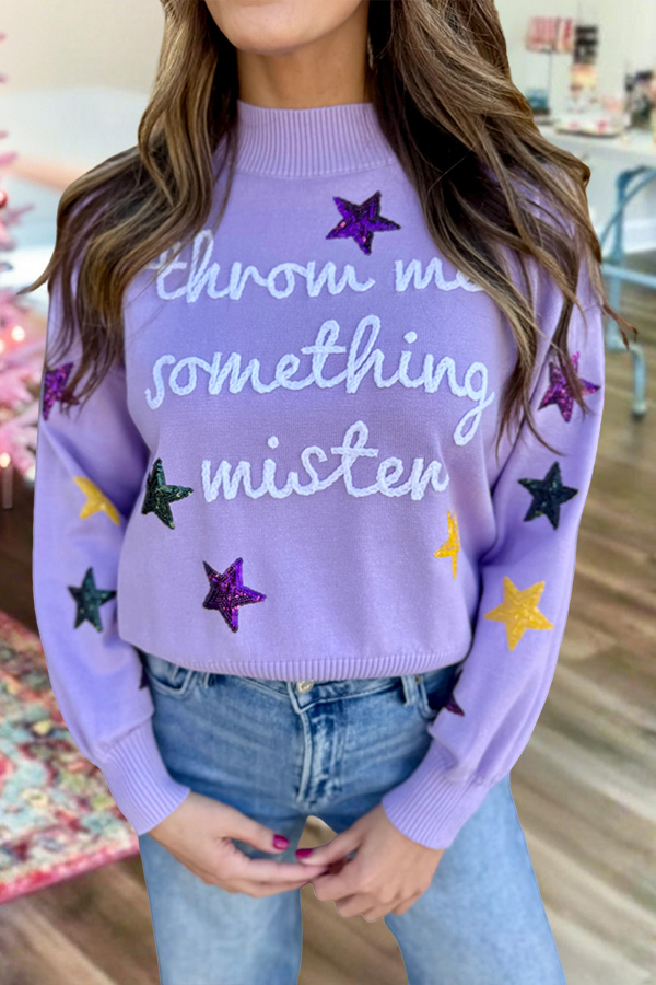 Mardi Gras Throw Me Something Sweater