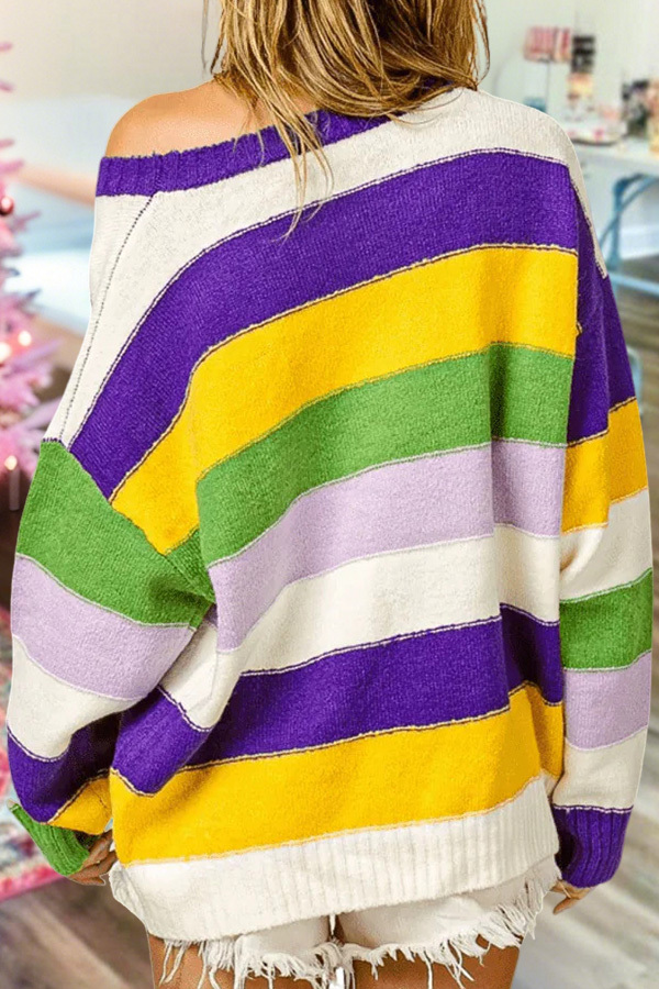 Mardi Gras Striped Sweater