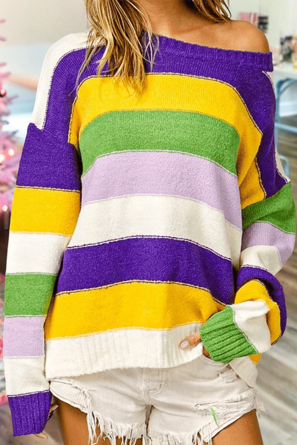Mardi Gras Striped Sweater