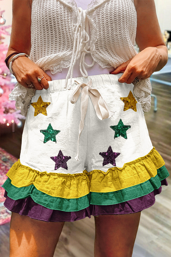 Mardi Gras Star Ruffled Shorts