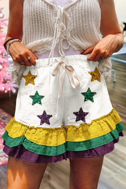 Mardi Gras Star Ruffled Shorts