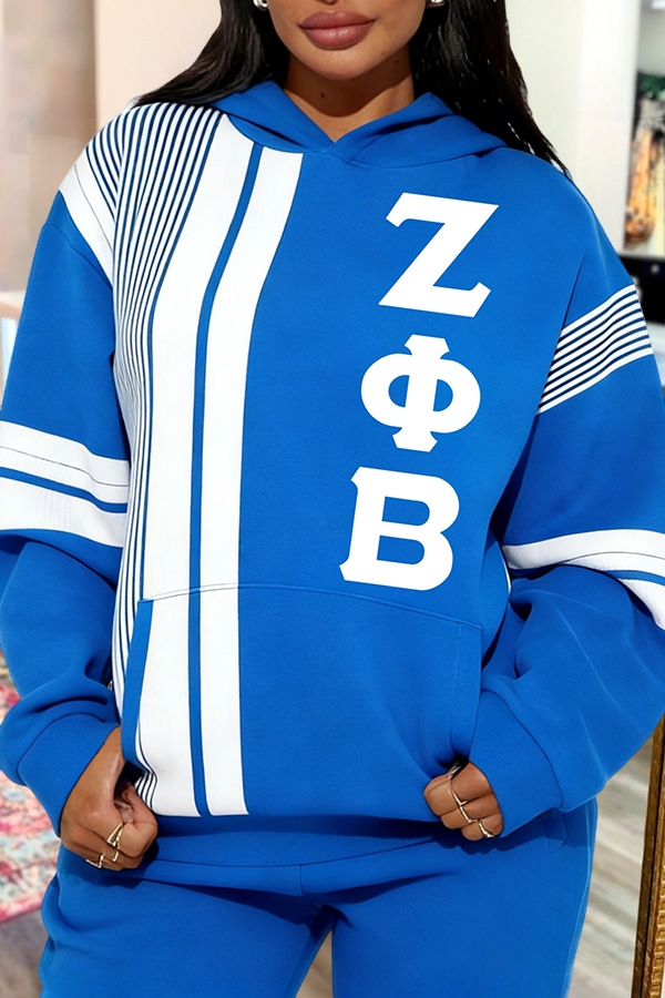 Zeta Phi Beta Sorority Striped Hoodie