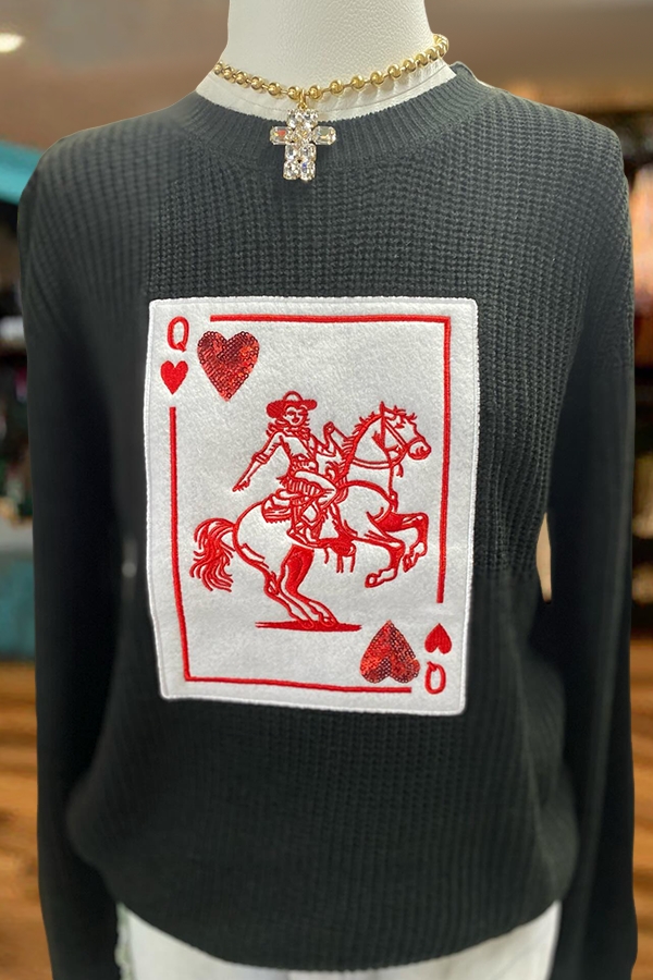 Valentine's Day Western Cowgirl Queen Card Sweater
