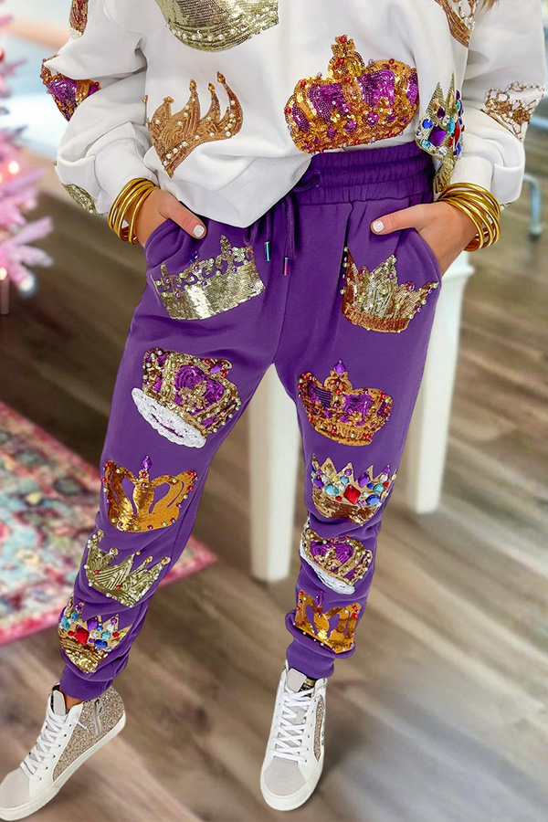 Mardi Gras Sparkling Crown Sweatpants