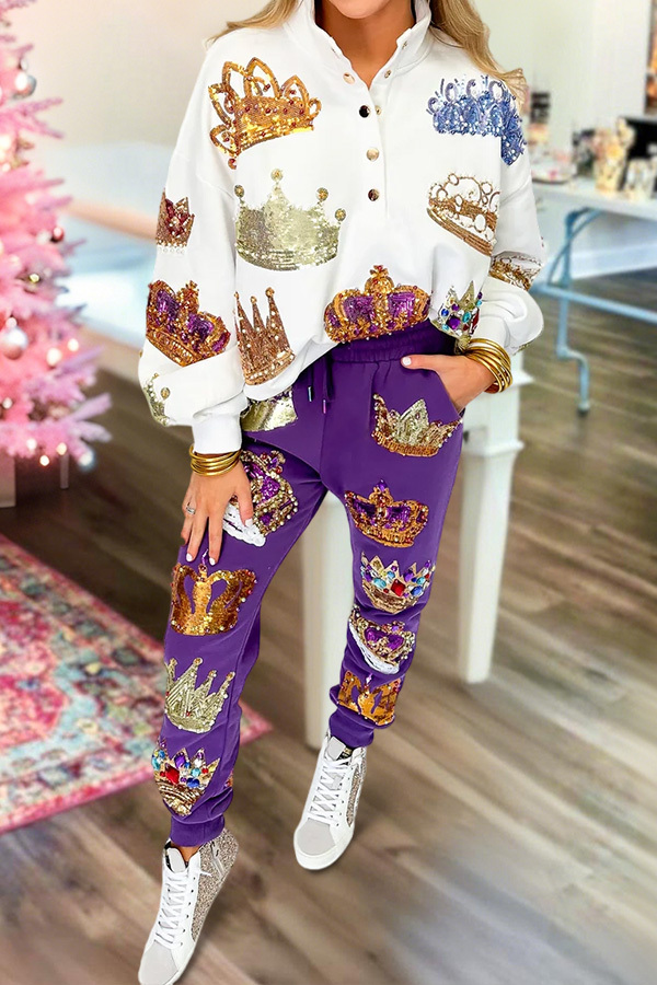 Mardi Gras Sparkling Crown Sweatpants