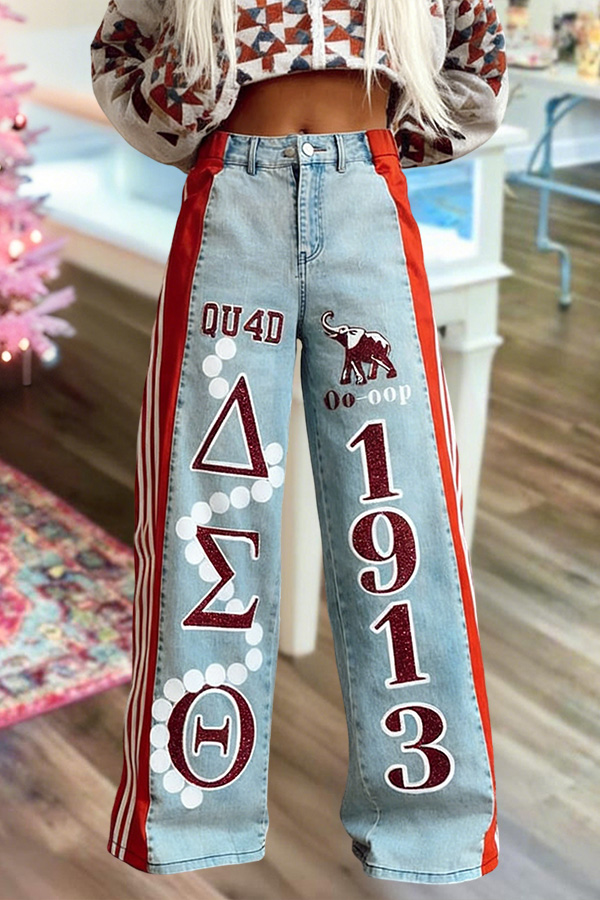 Delta Sigma Theta Sorority Striped Wide-Leg Pants