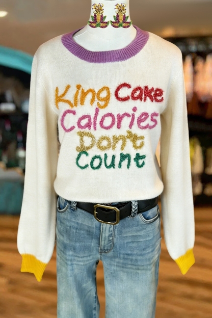 Mardi Gras Cute King Cake Sweater