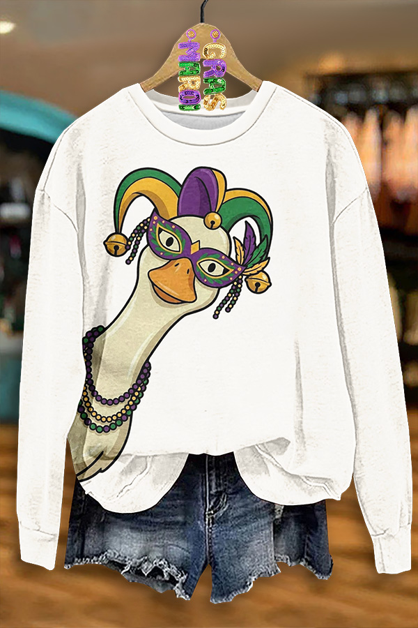 Mardi Gras Goose Funny Sweatshirt