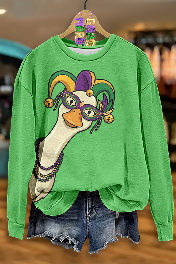 Mardi Gras Goose Funny Sweatshirt