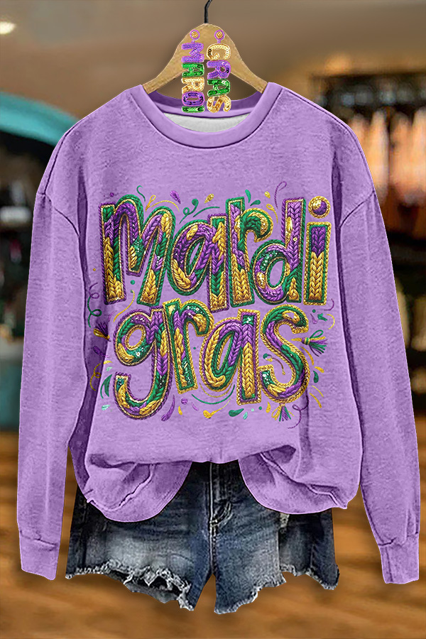 Mardi Gras Shiny Sweatshirt