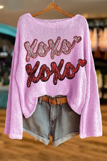 Valentine's Day Xoxo Shiny Sweater