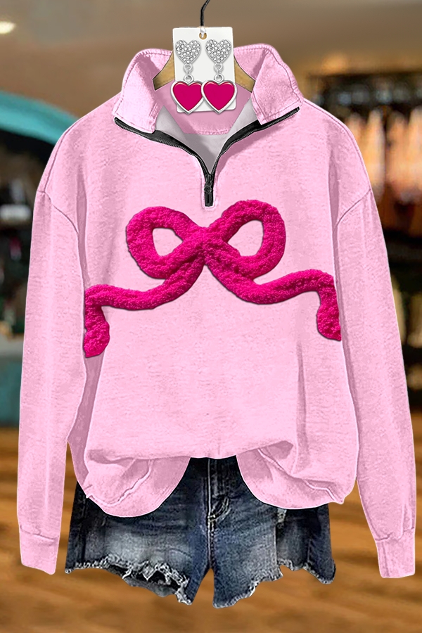 Valentine's Day Bowk Zipper Sweatshirt